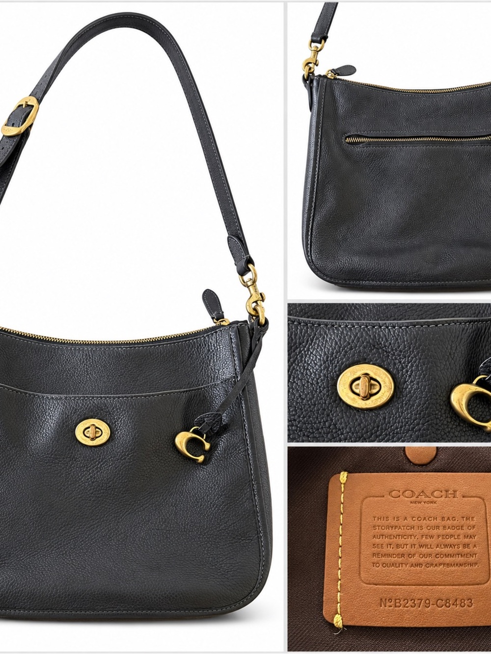 Coach Chaise C8483 Black Pebbled Leather Crossbody Bag Discounted
